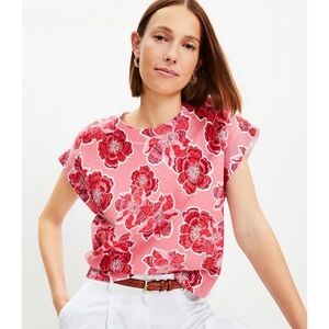 Loft Floral Wedge Sweater Tee - Size Medium